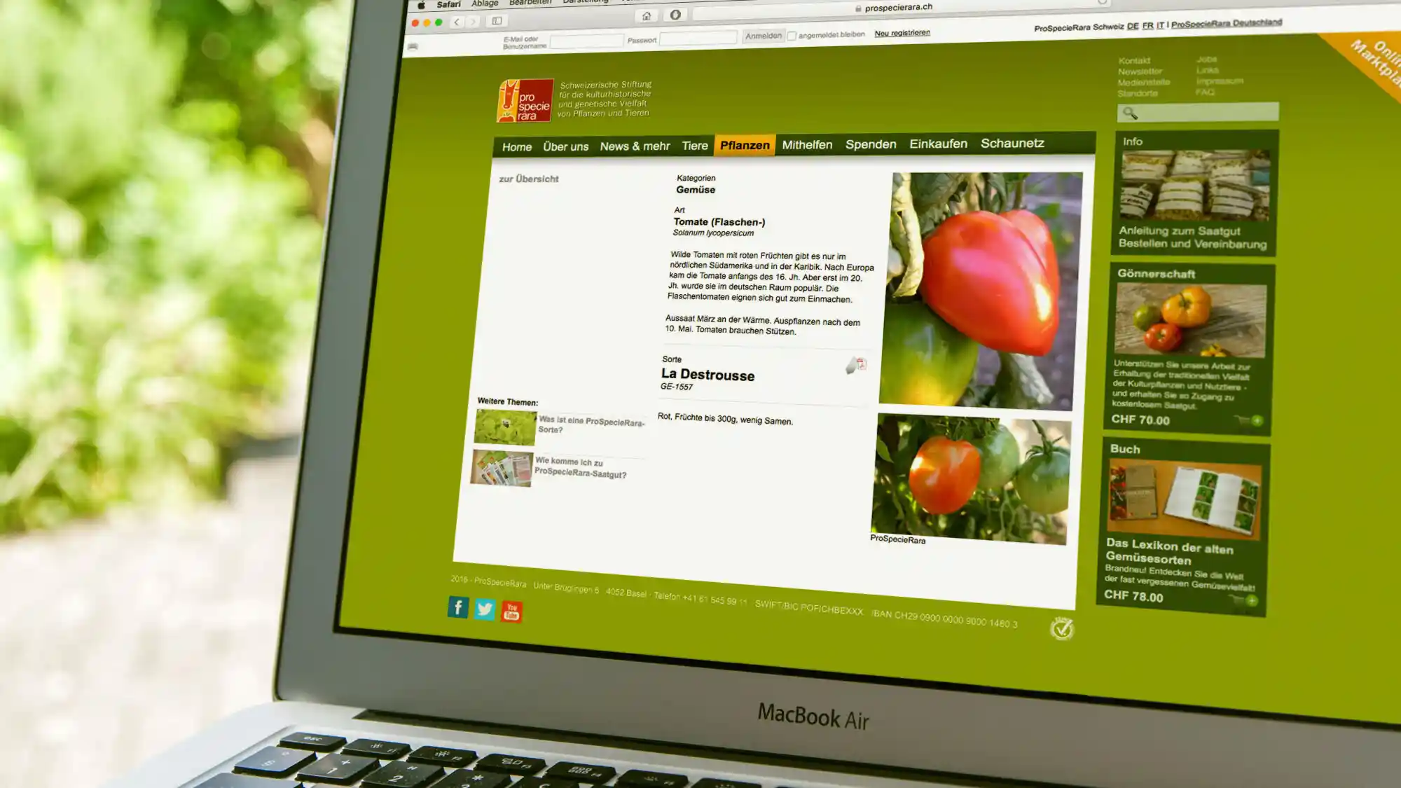 ProSpecieRara – Sortenfinder – Website Sorte